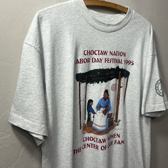Vintage 1995 XL single stitch Choctaw Nation Labor Day Tee Made in USA - Picture 2 of 13